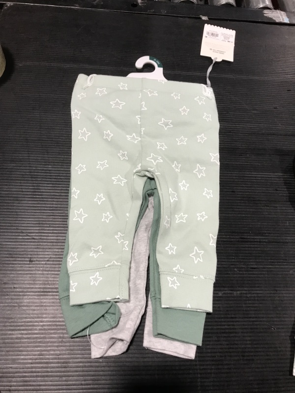 Photo 2 of Baby 3pk 'Hello Happy' Pants - Cloud Island Dark Green - SIZE 0-3 MONTHS
