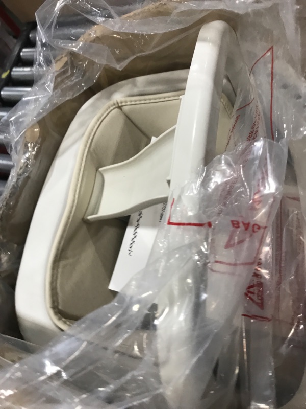 Photo 1 of 3-in-1 Convertible Wooden High Chair,Baby High Chair with Adjustable Legs & Dishwasher Safe Tray, Made of Sleek Hardwood & Premium Leatherette,Cream Color