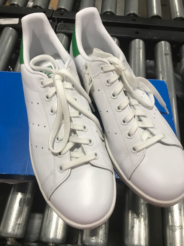 Photo 2 of ADIDAS Womens White 0.5 Platform Retro-Inspired Perforated Logo Stan Smith Wedge Lace-Up Leather Athletic Sneakers 11