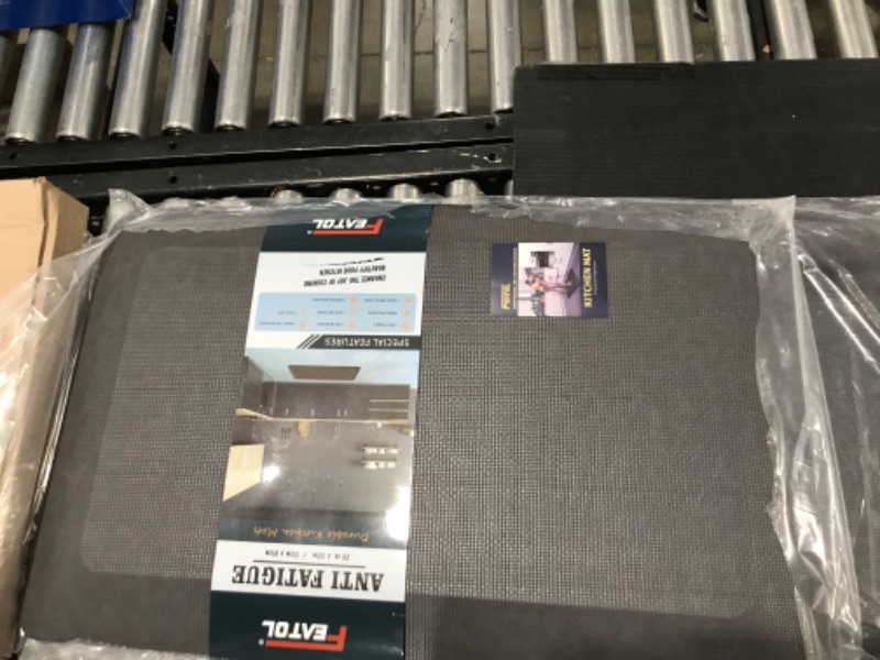 Photo 1 of FEATOL Anti Fatigue Mat Floor Mat, Extra Thick Standing Office Desk Mat Foam Cushioned Anti Fatigue Ergonomic Kitchen Mats Comfort Standing Pad 9/10 Inch Thick (20" x 32", Gray) Grey 20x32x9/10-Inch - 2 Mats