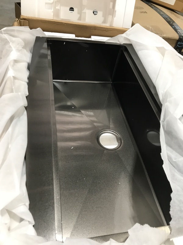 Photo 3 of 36 Black Drop In Farmhouse Sink-Hovheir 36x22 Inch Black Stainless Steel Drop In Farmhouse Sink Top Mount Farmhouse Apron Front Farmhouse Sink Workstation 16 Gauge Deep Single Bowl Farm Sink 36"x22"x10" Matte Black