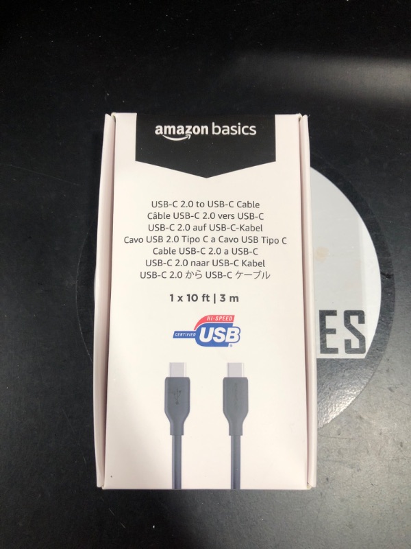 Photo 1 of Amazon Basics Fast Charging USB-C to USB-C2.0 Cable (USB-IF Certified), 60W - 10-Foot, Black, Laptop 1-Pack Black 10-Foot