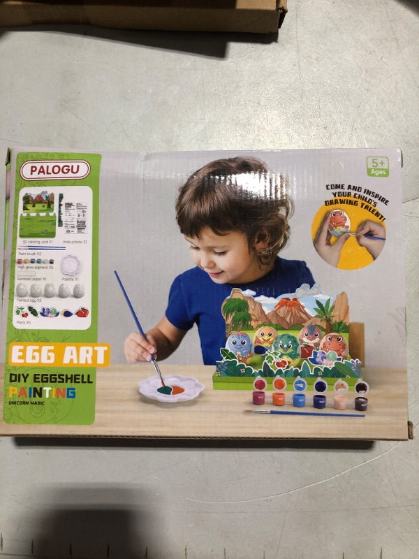 Photo 2 of Enrichovo Eggs Arts and Crafts for Kids,Dinosaur Kids DIY Eggs Painting Kit 5Pcs Traced Eggshells Drawing and Coloring Toys Set,Birthday Gifts for Kids Boys and Girls Ages 5 6 7 8 9 10 11 12 Green