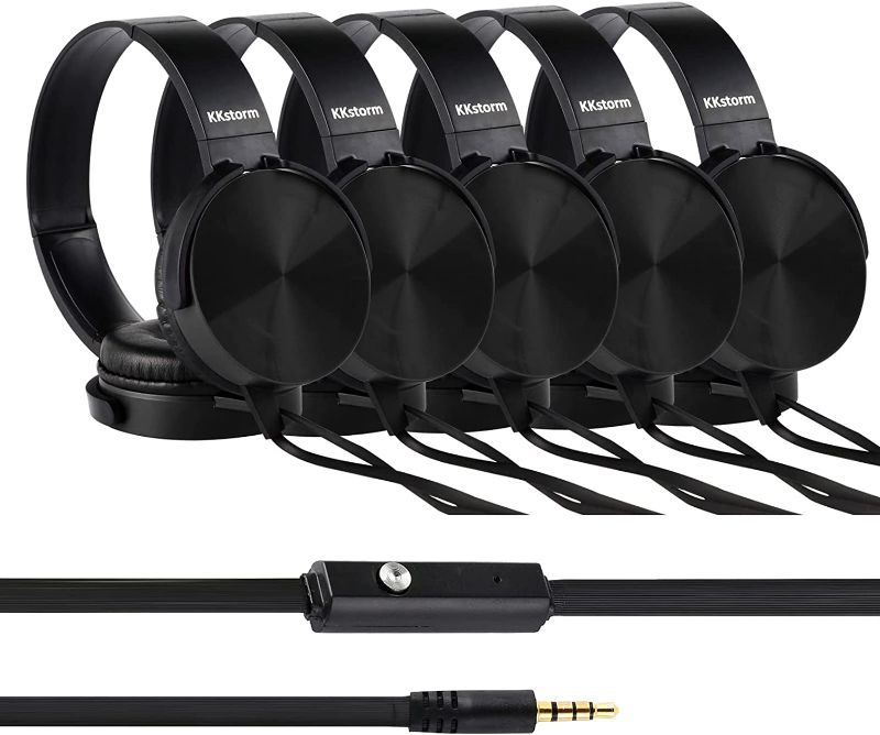 Photo 1 of KKstorm Premium Kids Headphones: Headphones for Kids Children Headphones for Children Wired Headphones Wired Headphones Gaming Headphones Studio Headphones KK-9064 5PACK (Black Microphone)
