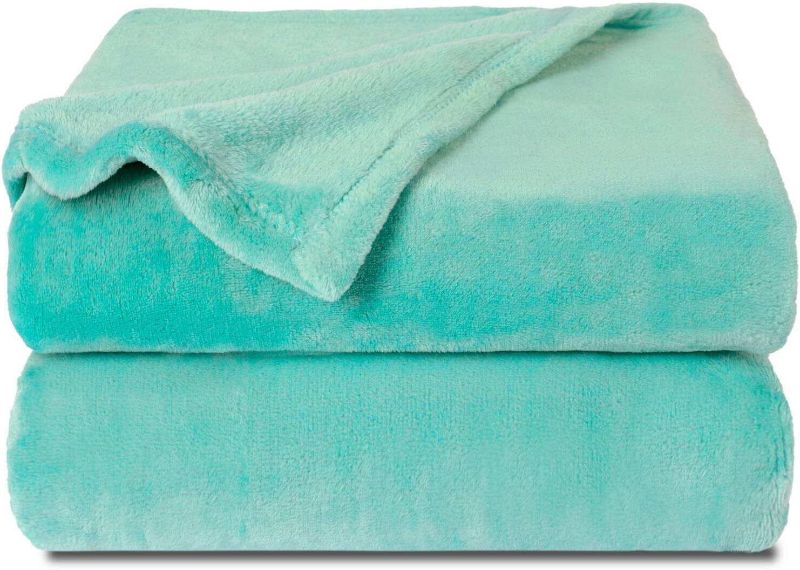 Photo 1 of  Fleece Blankets, Super Soft Flannel Fuzzy Blanket for Couch, Luxury Cozy Lightweight Microfiber Dog Blanket-Throw Size,Lake Blue
