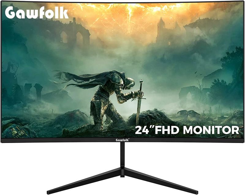 Photo 1 of Limited-time deal: Gawfolk 24” Curved Monitor 75Hz Full HD 1080P, Computer Display with AMD FreeSync HDMI VGA PC Monitor Ultra-Thin Zero Frame- Machine Black  ( Screen Has Pixel Damage )