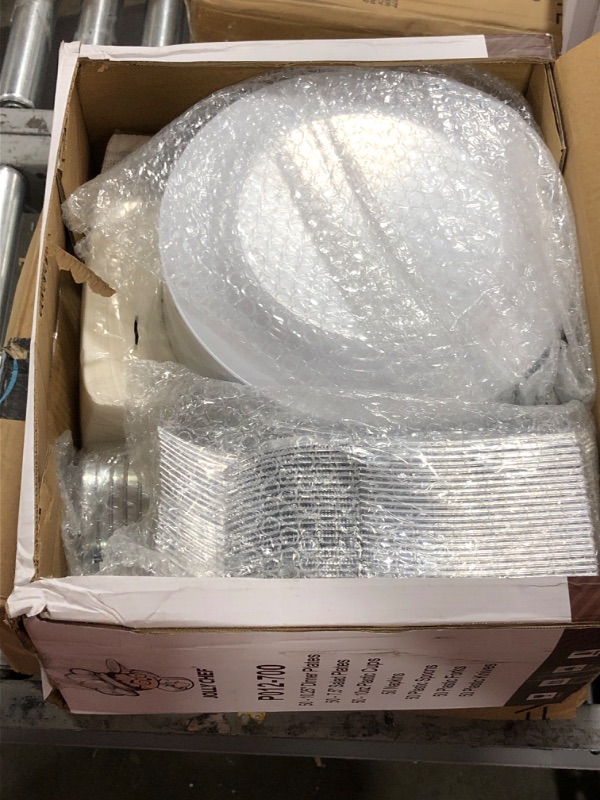 Photo 2 of 700 Piece Silver Dinnerware Set-200 White and Silver Plastic Plates-Set of 300 Silver Plastic Silverware-100 Silver Plastic Cups-100 Disposable Hand Towel-Disposable Silver Dinnerware
