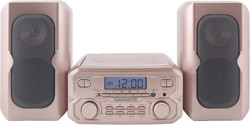 Photo 1 of Magnavox MM435M-RG 3-Piece Compact CD Shelf System with Digital FM Stereo Radio, Bluetooth Wireless Technology, and Remote Control in Rose Gold | LCD Display | AUX Port Compatible |
