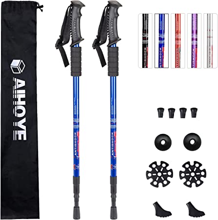 Photo 1 of Aihoye Hiking Trekking Poles, 2 Pack Collapsible,Lightweight, Anti Shock, Hiking or Walking Sticks,Adjustable Hiking Pole for Men and Women