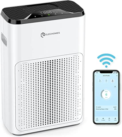 Photo 1 of Elechomes Smart WiFi Air Purifier, Alexa and Google Voice Control, A3B True HEPA Filter Air Cleaner for Large Room, Bedroom, Office Up to 323ft², Ultra Quiet Sleep Mode