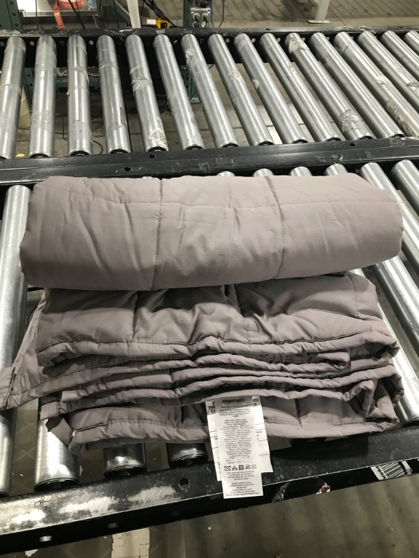 Photo 2 of Amazon Basics All-Season Cotton Weighted Blanket - 12-Pound, 48" x 72" (Twin), Dark Gray Gray Twin Blanket (48 x 72) 12lb Blanket