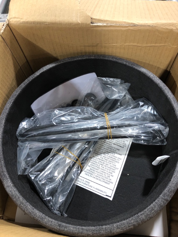 Photo 1 of SONGMICS Round Storage Ottoman, Small Ottoman Stool with Storage, Vanity Chair, Footrest, 12.2 Dia. x 16.9 Inches, Metal Legs, for Living Room, Bedroom, Dark Gray ULOM002G01 12.2 x 12.2 x 16.9 inches