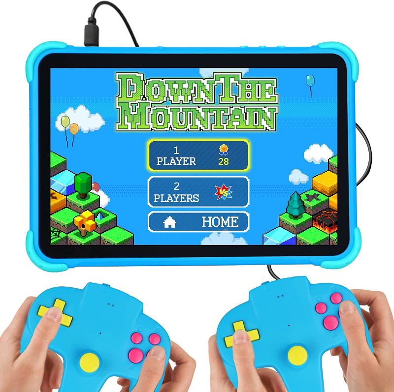 Photo 1 of Kids Tablet 10 inch Tablet for Kids with Gamepad Case Included,Toddler Tablet 2GB 32GB WiFi Dual Camera HD Touch Screen Android 11 Kids Learning Tablet Parental Control YouTube ABC Mouse Blue