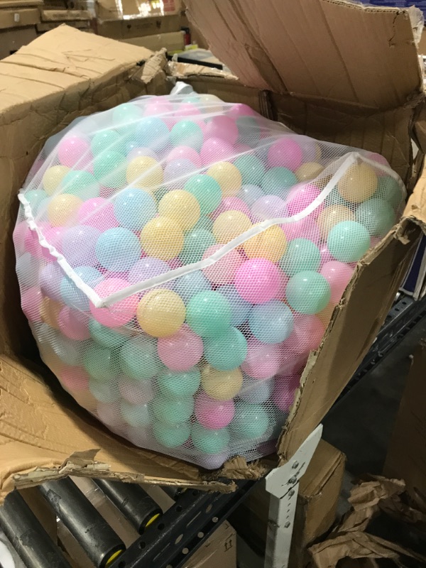 Photo 2 of Amazon Basics BPA Free Crush-Proof Plastic Ball Pit Balls with Storage Bag, Toddlers Kids 12+ Months, 6 Pastel Colors - Pack of 1000 6 Pastel Colors 1,000 Balls