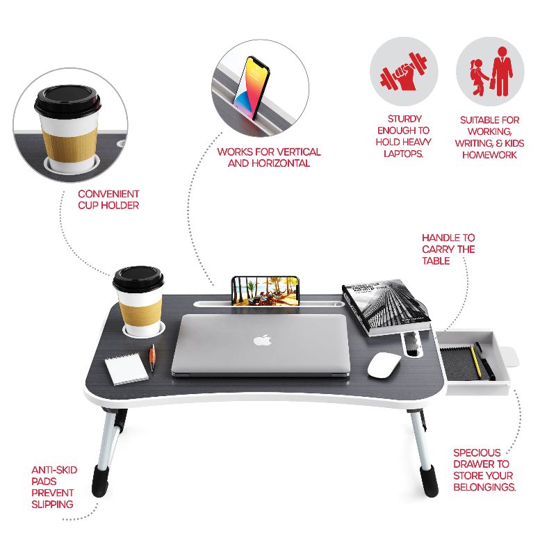 Photo 1 of LIFELONG Stand Table Lap Desk, Foldable Desk Bed Tray, Standing desk, Laptop Desk, TV Tray Tables, Laptop Stand For Bed and Couch, Portable Desk For Dinner, Reading, Writing