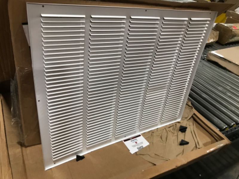 Photo 2 of 26" x 20" Return Air Grille - Sidewall and Ceiling - HVAC Vent Duct Cover Diffuser - [White] [Outer Dimensions: 27.75w X 21.75"h] 26 x 20 White