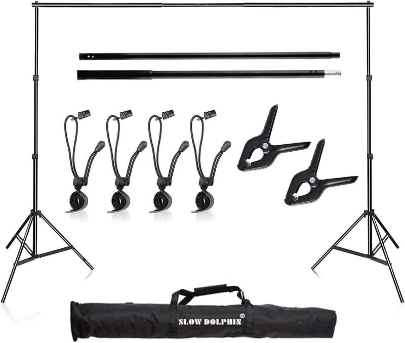 Photo 1 of  SLOW DOLPHIN Photo Video Studio 10Ft Adjustable Backdrop Support System Kit Background Stand with Carry Bag 