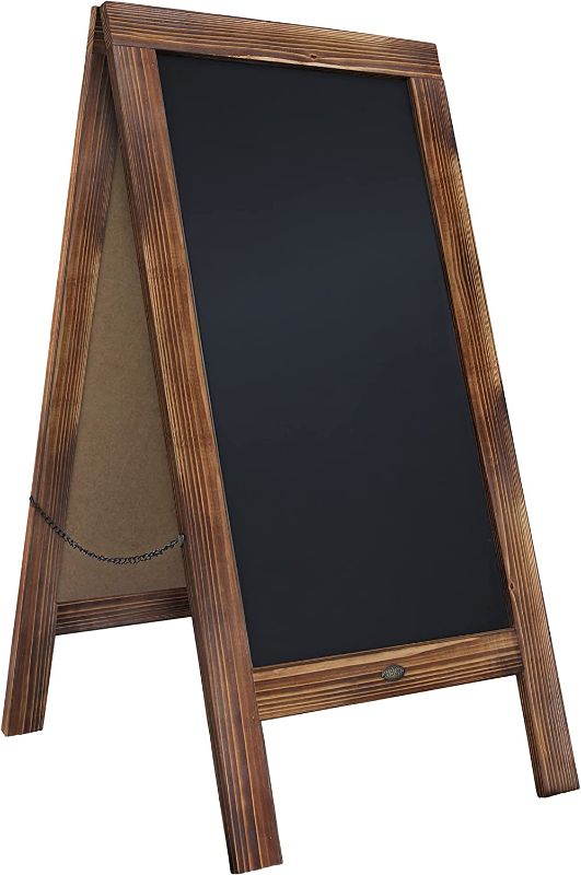 Photo 1 of 40" x 20" Rustic Brown Solid Pine Wood A-Frame Magnetic Chalk Board Sign,