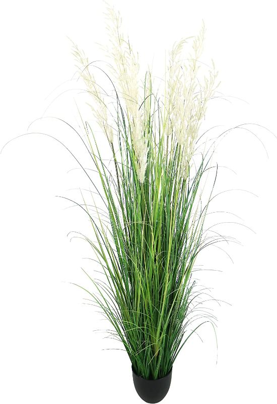 Photo 1 of  GUYUSO Artificial Grass Plant 5ft Tall Artificial Pampas Grass Plant,Faux Grass Plants for Home Decoration (1, 5ft) 