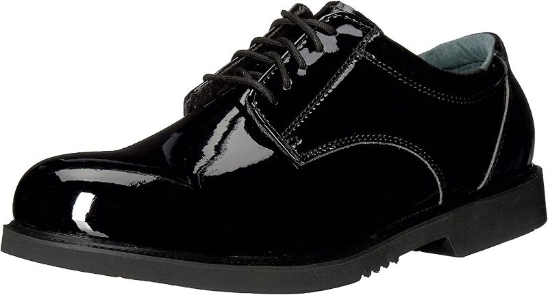 Photo 1 of  Thorogood Uniform Classics High-Gloss Black Poromeric Oxford Dress Shoes for Men and Women with EVA Cushion Flex Footbed and Non-Marking Non-Slip Rubber Outsole SIZE 15 EXTRA WIDE