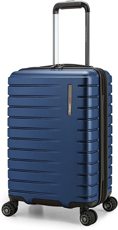Photo 1 of  Traveler's Choice Archer Polycarbonate Hardside Spinner Luggage Set,Tie Down Straps, Blue, Checked 29-Inch 