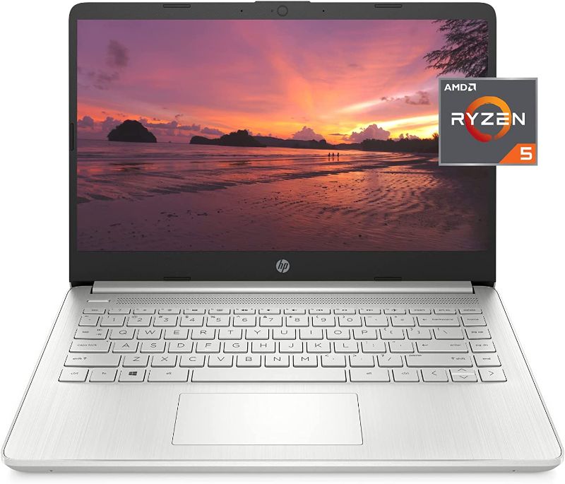 Photo 1 of HP 14 Laptop, AMD Ryzen 5 5500U, 8 GB RAM, 256 GB SSD Storage, 14-inch Full HD Display, Windows 11 Home, Thin & Portable, Micro-edge & Anti-glare Screen, Long Battery Life (14-fq1025nr, 2021)
