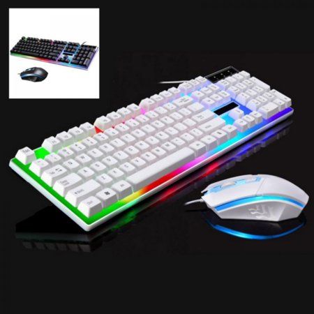 Photo 1 of Gaming Keyboard Mouse Combo LED RGB Backlit 104 Keys USB Wired Wrist Rest Keyboard Sets for PS4/PS3/Xbox One And 360White
