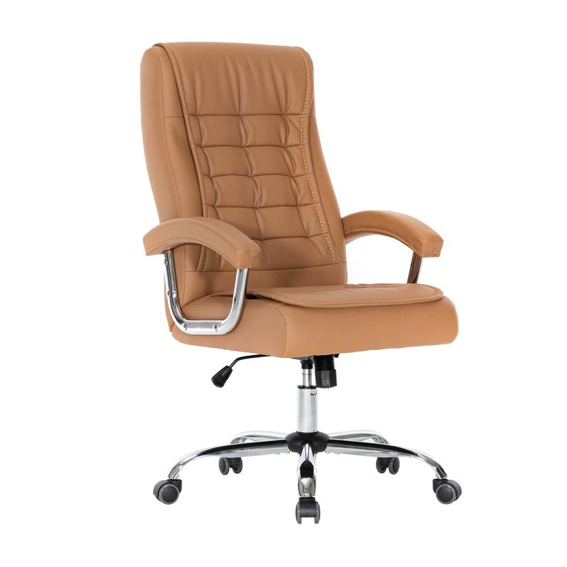 Photo 1 of HOXNE Executive Office Chair Adjustable Leather Chair High Back Swivel Office Desk Chair with Padded Armrest 350lbs Load-Bearing Spring Seat Computer Desk Chair for Home Office