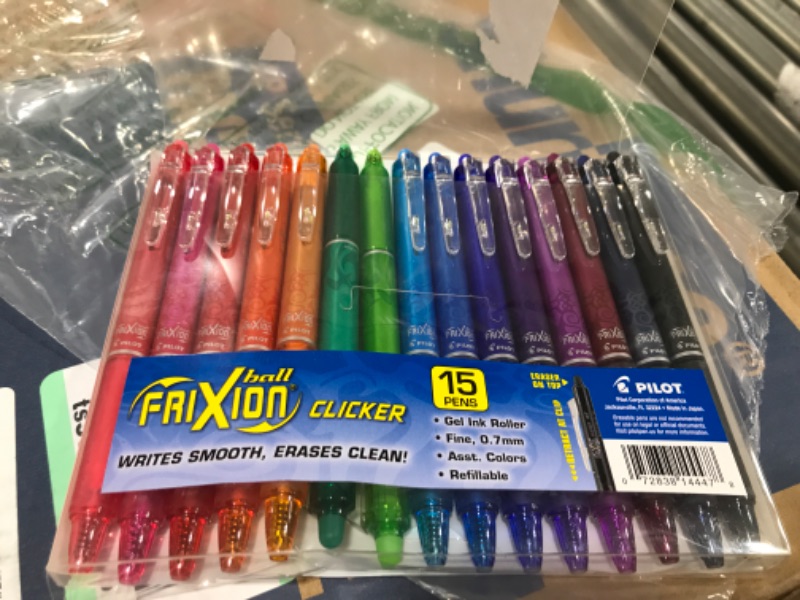 Photo 2 of  PILOT FriXion Clicker Erasable, Refillable & Retractable Gel Ink Pens, Fine Point, Assorted Color Inks, 10 Count (Pack of 1) Pouch (11336) 