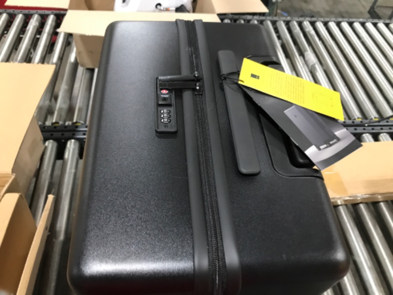 Photo 3 of LEVEL8 Elegance Checked Luggage, 24 Inch Hardside Suitcase, Lightweight PC Matte Hardshell with TSA Lock, Spinner Wheels - Black 24-Inch
