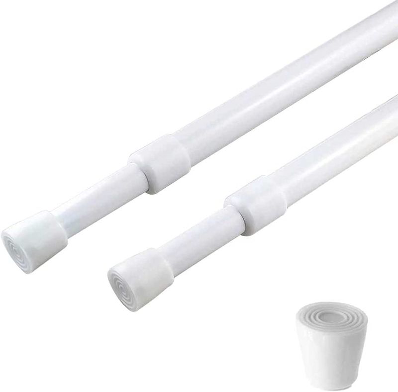 Photo 1 of 2 Pack Spring Tension Curtain Rod Adjustable  White?Small Short Expandable Spring Loaded Curtain Tension Rods For Window, Bathroom, Cupboard,Kitchen
