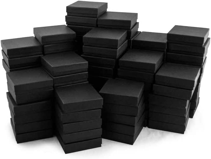 Photo 1 of  Matte Black Cotton Filled Jewelry Box #B33 (Case of 100) 