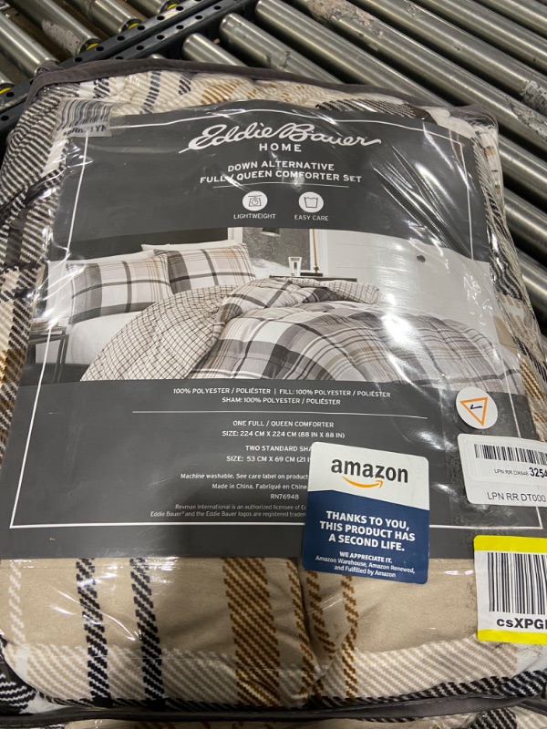 Photo 1 of Eddie Bauer - Queen Comforter Set, Plaid Reversible Bedding, Stylish & Warm Home Decor (Normandy Grey, Queen)
