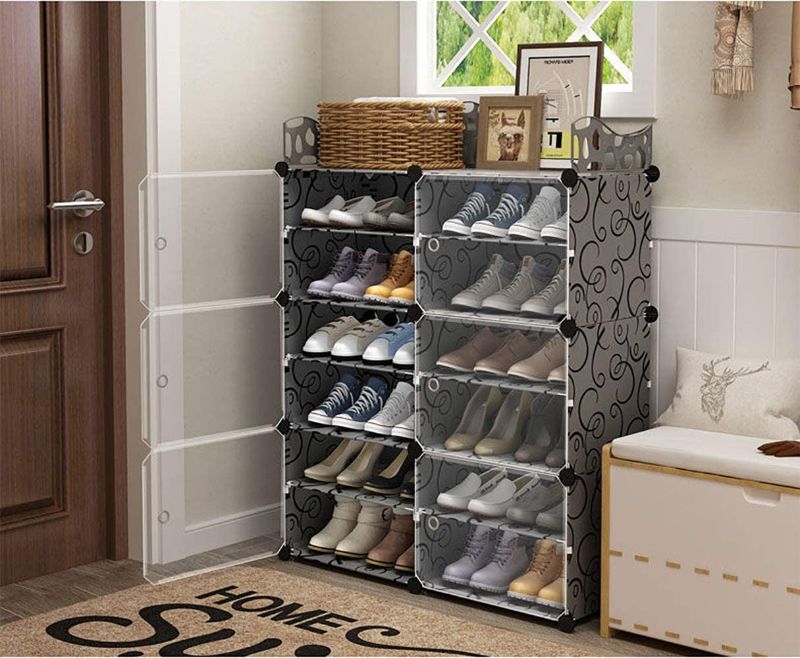 Photo 1 of  C.G Life 6-Tiers Stackable 24-30 pairs Freestanding Shoe Storage Cabinets with Adjustable Shelving,Black Shoe Shelf Organizer for Bedroom, Closet, Entryway, Dorm Room,Garage,Shoe Rack have 6 cubes 