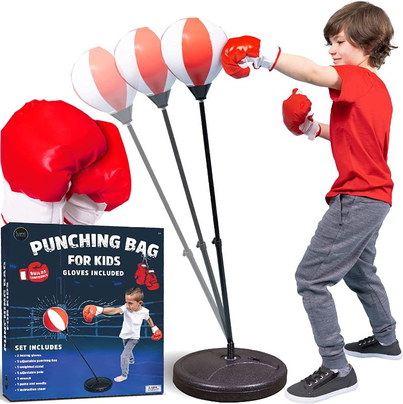 Photo 1 of  Island Genius Boxing Set for Kids Equipment Includes Punching Bag with Stand and Gloves | Active Toys and Gifts for Boys & Girls Ages 5 6 7 8 Years Old 