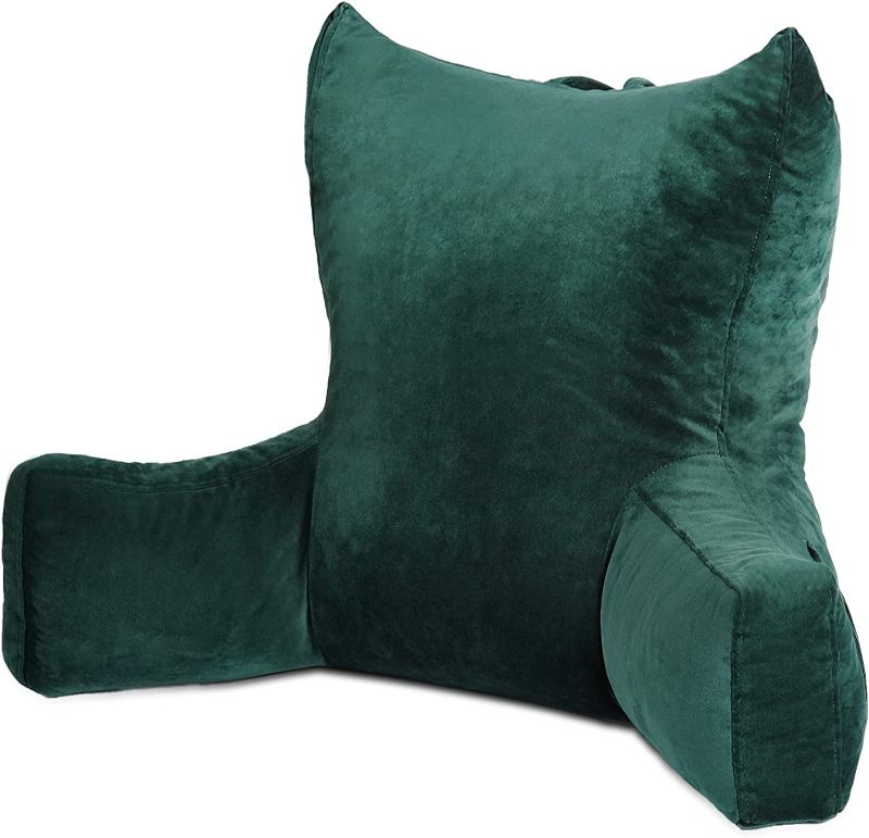 Photo 1 of  Neustern Reading Pillow with Support Arms, Premium Shredded Memory Foam TV Backrest with Washable Cover – 30 x 22 x 18 inches (Dark Green) 