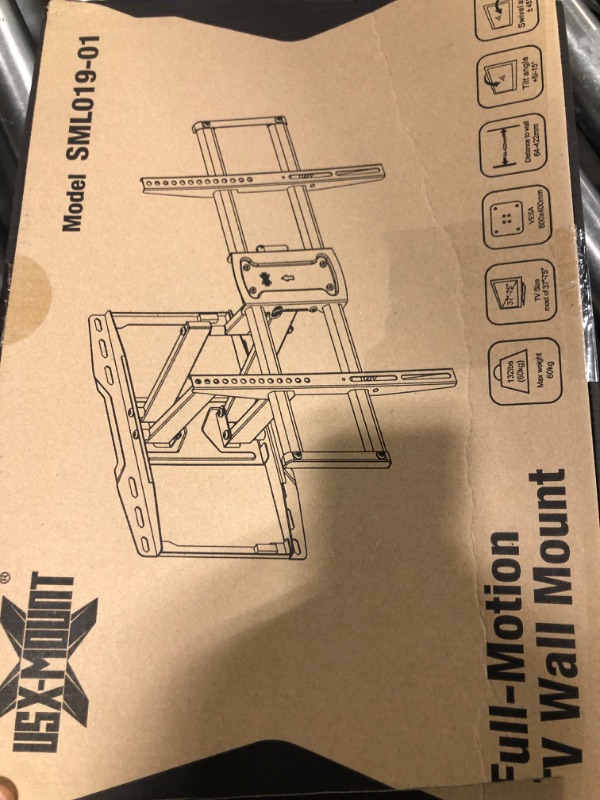 Photo 1 of Full Motion TV Mount, USX MOUNT TV Wall Mount for Most 37-75 inch TVs, Holds up to 132lbs, Max VESA 600x400mm, Swivel TV Mount Bracket with Dual Articulating Arms Tilt Rotation Fits 16" Wood Stud