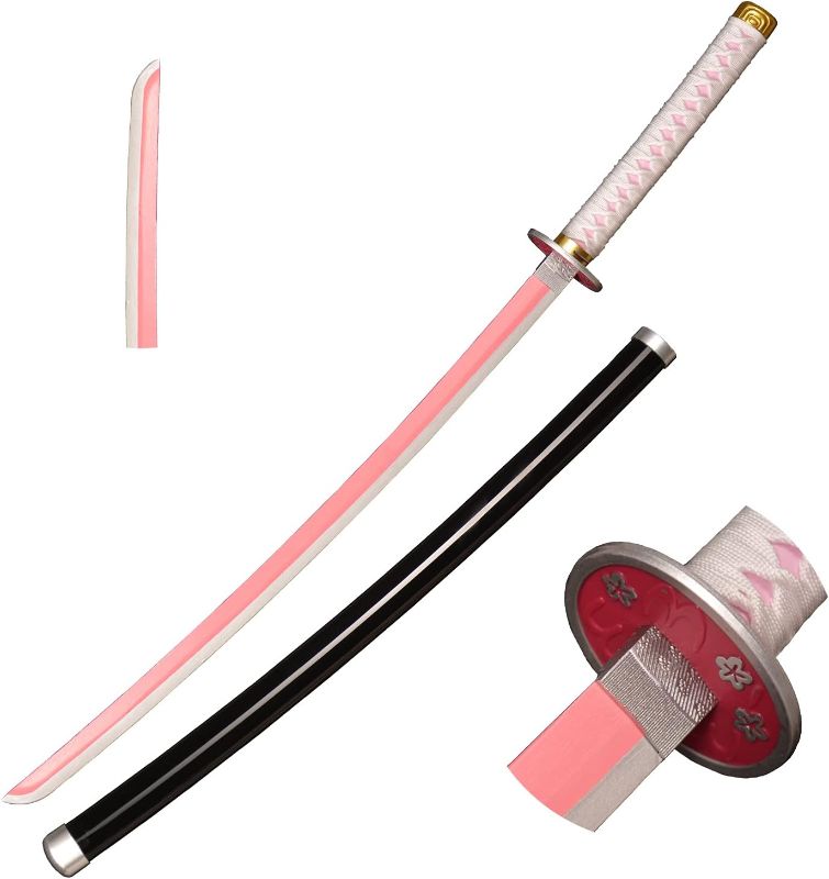 Photo 1 of Cosplay Anime Katana Swords, Agatsuma Zenitsu Samurai Sword, Demon Slayer Sword Sunwheel Knife