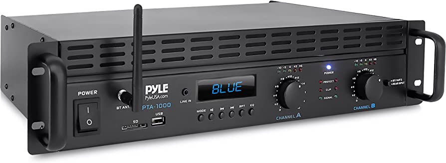 Photo 1 of PyleUsa 2-Channel Bluetooth Power Amplifier - 2000W Bridgeable Rack Mount Pro Audio Sound Wireless Home Stereo Receiver w/TRS XLR Input,LCD, Bridge Mode, Cooling Fan - Entertainment Speaker System
