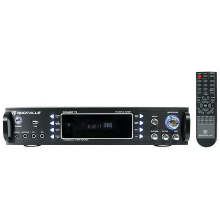 Photo 1 of Rockville RPA60BT V2 1000 Watt 2-Ch USB Bluetooth DJ/Pro/Karaoke Amplifier Mixer, Black
