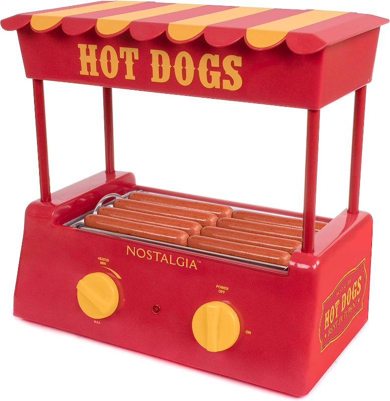 Photo 1 of Nostalgia Countertop Hot Dog Roller and Warmer, 8 Regular Sized Hot Dogs, 4 Foot Long Hot Dogs and 6 Bun Capacity, Stainless Steel Rollers, Perfect For Breakfast Sausages, Brats, Taquitos, Egg Rolls
