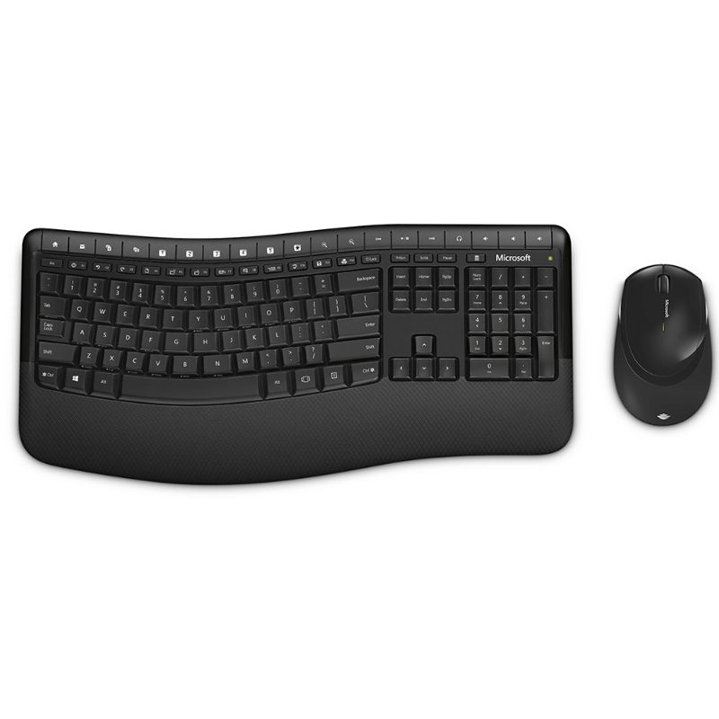 Photo 1 of Microsoft Wireless Comfort Desktop 5050 - Black. Wireless, Ergonomic Keyboard and Mouse Combo. Built-in Palm Rest and Comfort Curve Design. Customizable Windows Shortcut Keys


