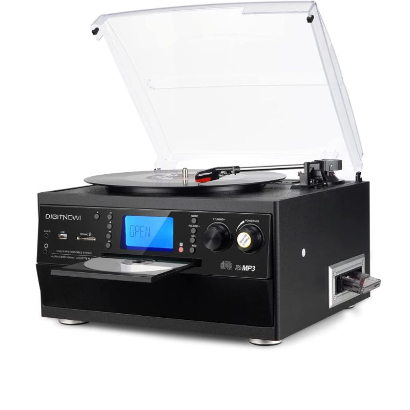 Photo 1 of DIGITNOW Bluetooth Record Player Turntable with Stereo Speaker, with CD Player, Cassette, Radio, Aux in and SD Encoding, Remote Control
