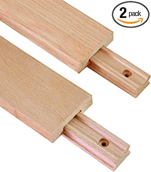 Photo 1 of 2 PCS Wax Coated 18 Inches Wood Drawer Slide, Classic Traditional Wood Center Guide Track
