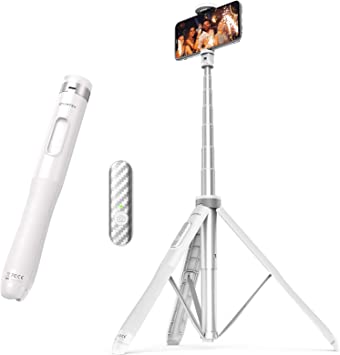 Photo 1 of ATUMTEK 51" Selfie Stick Tripod, All in One Extendable Phone Tripod Stand with Bluetooth Remote 360° Rotation for iPhone and Android Phone Selfies, Video Recording, Vlogging, Live Streaming, White
