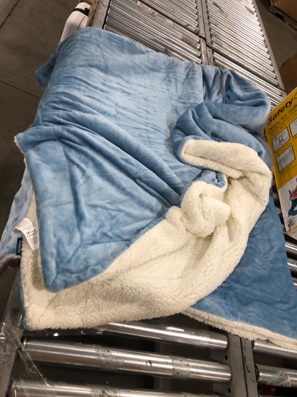 Photo 1 of Bedsure Sherpa Fleece Queen Size Blankets for Bed - Thick and Warm Blankets for Winter, Soft and Fuzzy Blanket Queen Size, Washed Blue, 90x90 Inches