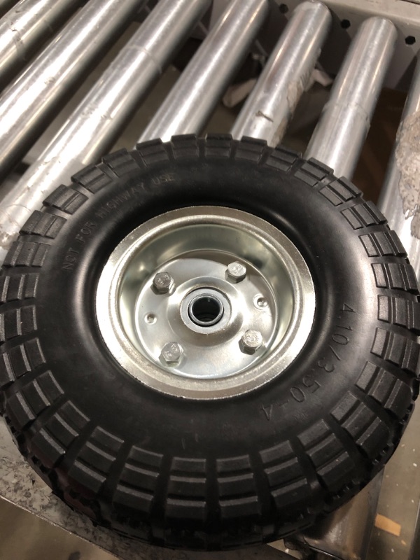 Photo 2 of (4-Pack) AR-PRO 10-Inch Solid Rubber Tires and Wheels - Replacement 4.10/3.50-4” Tires and Wheels with 5/8” Axle Bore Hole, 2.2” Offset Hub, and Double Sealed Bearings - Perfect for Gorilla Carts 4 Sliver