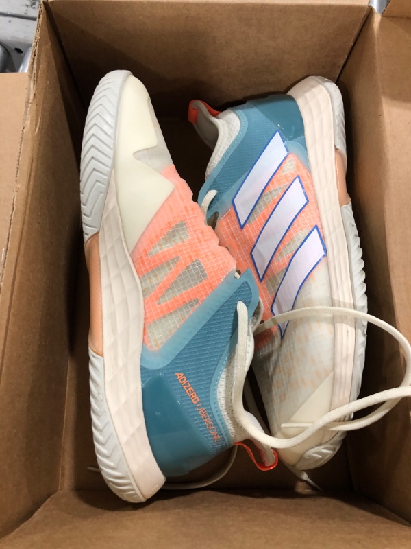 Photo 2 of adidas Men's Adizero Ubersonic 4 Tennis Shoe 9 Off White/White/Beam Orange (Parley)