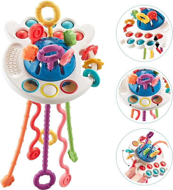 Photo 1 of Baby Sensory Toys 18 Months, Montessori Baby Toys, Octopus Food Grade Silicone Pull String Interactive Toy, Travel Learning Educational Toys Birthday for Toddlers Boys Girls 18M+