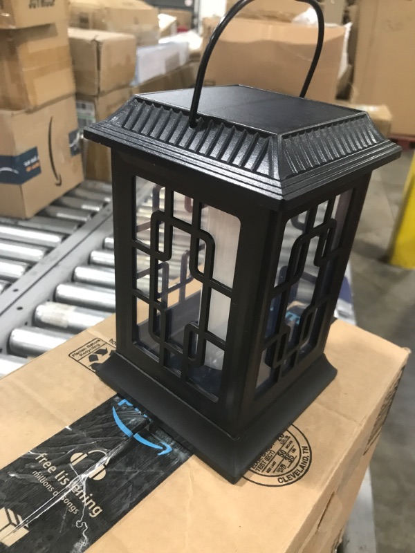 Photo 1 of Dyna-Living Solar Lantern Hanging Solar Light Outdoor Waterproof 2pack Flickering LED Flame Hanging Solar Lanterns with Handle for Yard, Porch, Garden, Pathway(Black)